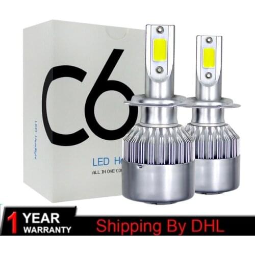 C6 LED Car Headlights 72W 8000LM COB Auto Headlamp Bulbs H1 H3 H4 H7 H11 880 9004 9005 9006 9007 Car Styling Lights