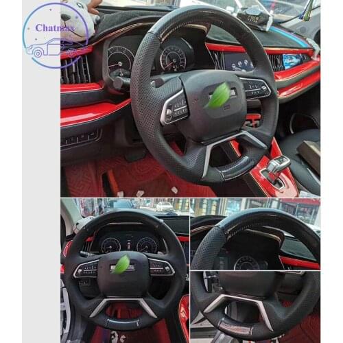 Embroidery Steering Wheel Cover for Haval F7 F7X H2 H4 H5 H6 H8 H9 Hover Suede Leather Hand Sewing Wrap DIY Stitchwork Holder