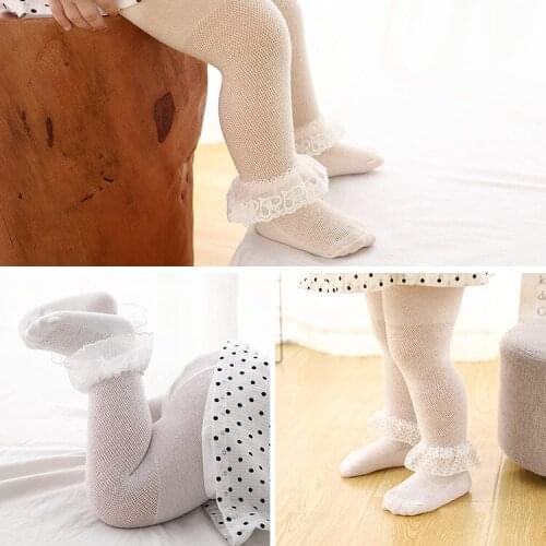 Toddler Girl Tights Baby Girls Pantyhose Lace Flower Stockings Newborn Kids Cute Bow-knot Cotton Mesh Little Girl Pants