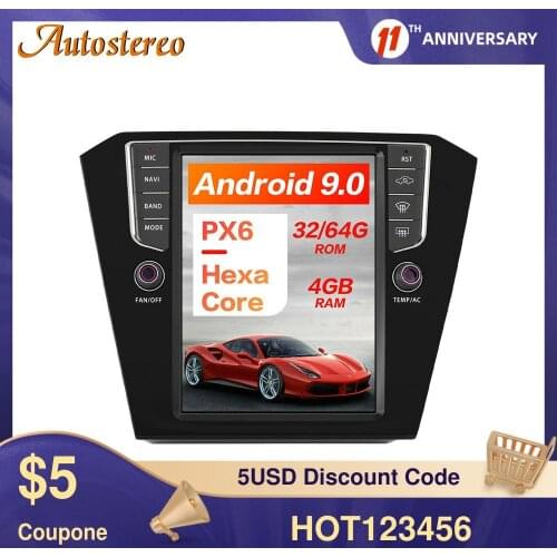 For Volkswagen Magotan 2013-2017 Tesla Style Android 9.0 6Core Car GPS Navigation Stereo Head Unit Multimedia Player Auto Radio