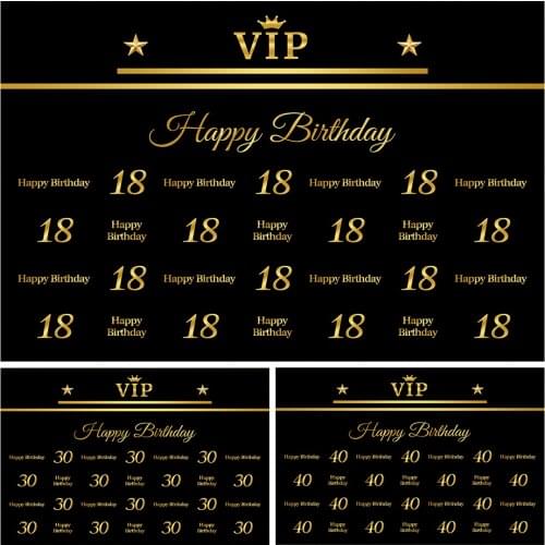 Custom Name Party Photo Studio Background Gold Glitter Vip 18 25 30 40 50 55th Birthday Happy Sweet Banner Photography Backdrops