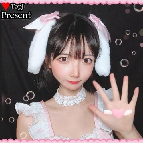 Kawaii Women Girls Hair Clips Rabbit Bunny Furry Ears Hairpin Candy Color Ribbon Bowknot Lolita Cosplay Hair Accessories Pins