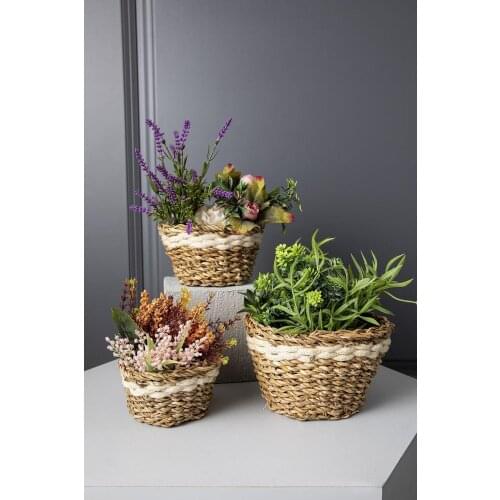 Conical Round Taper Wicker Basket 3 Size Orchid Flower Pot, Decorative Basket, Home And Bathroom Decor
