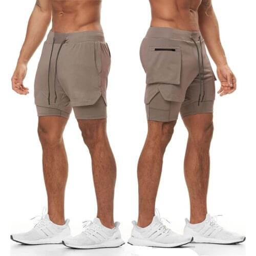 Summer Quick Drying Running Shorts Mens 2 In 1 Double-deck Beach Shorts Workout Gym Exercise Shorts Fitness Sweatpants M-5XL
