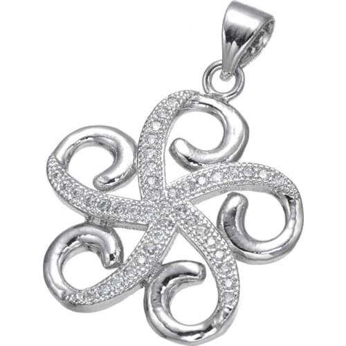 Copper Micro Pave Jewelry Bijoux Zircon Flower Charms For Necklace Women Wholesale CZ Pendants Charms Vintage Accessories