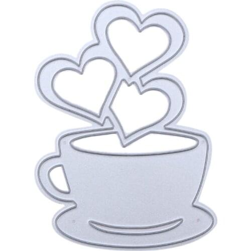 Love Heart Coffee Cup DIY Metal Scrapbooking Craft Embossing Cutting Die Stencils Paper Card Maker Template Dies