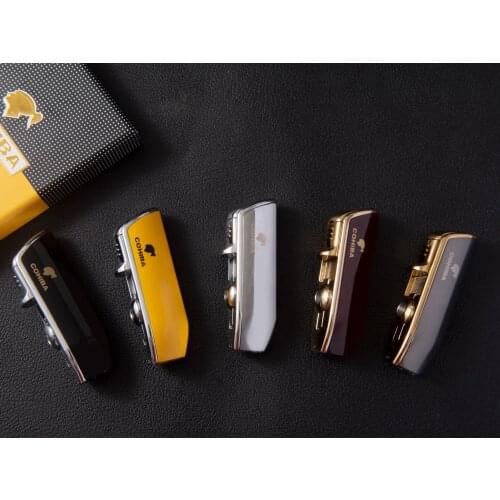 COHIBA Metal Windproof Mini Pocket Cigar Lighter 3 Jet Blue Flame Torch Cigarette Lighters with COHIBA Cigar LighterPunch Cigar