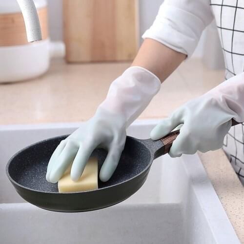 Reusable Waterproof Household Dishwashing Cleaning Rubber Gloves Non-Slip Kitchen Dish Washing Magic Glove for Laundry Gardening