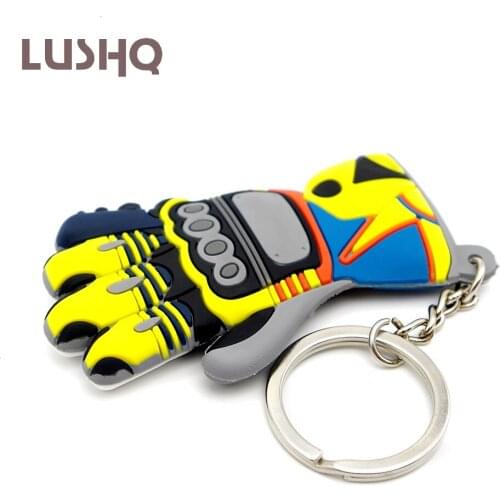Gloves Motorcycle Keychain 3D Rubber KeyRing Hand llavero Chaveiro FOR HONDA Suzuki Kawasaki KTM Fans Motorbike Accessories