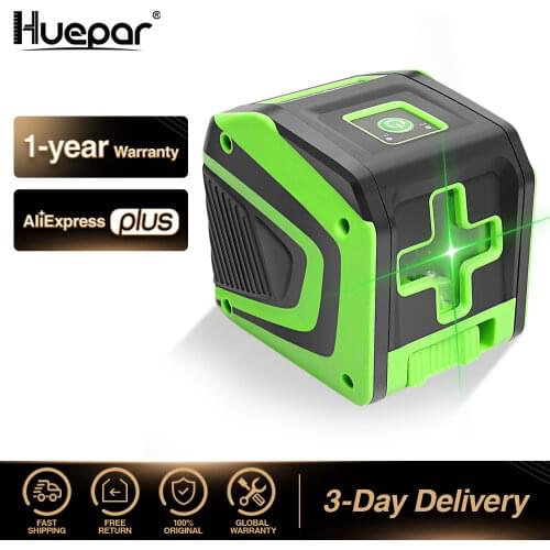 Huepar Self-leveling Laser Level with Rechargeable Li-ion Battery- Green Beam Cross Line Laser Level with Pulse Mode laser Tool