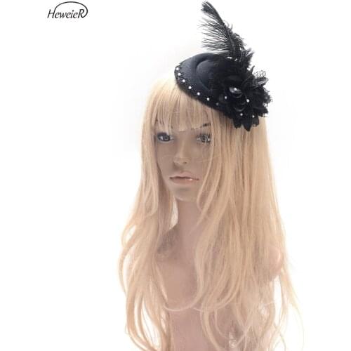 New Fashion Ladies Pillbox Hat Cocktail Ascot Party Fascinator Bead Flower Hair Clip