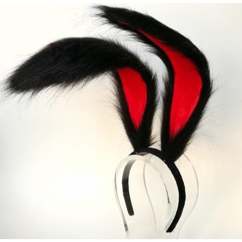New Rabbit Kingdom Cosplay Carnaval Gothic Lolita Acessories Fox Ear Hair Hoop Headwear For Girl Women Kids Hand Work 30cm