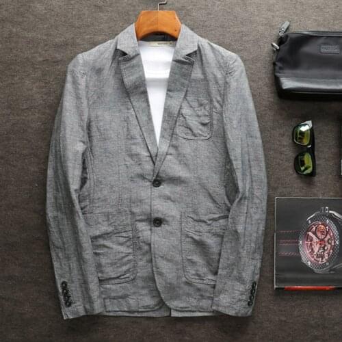 New arrival Cotton Flax Suit Men Autumn Fashion Casual Jacket Single Breasted Casual Blazer MenS plus size M L XL 2XL 3XL 4XL