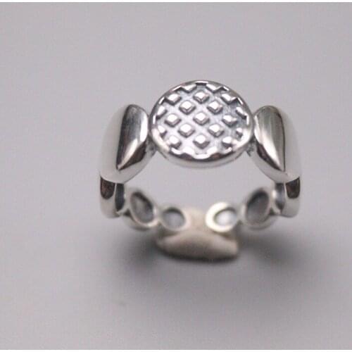 Solid S925 Sterling Silver Ring Women Luck Point Round Ring Open Size 9mmW Best Gift
