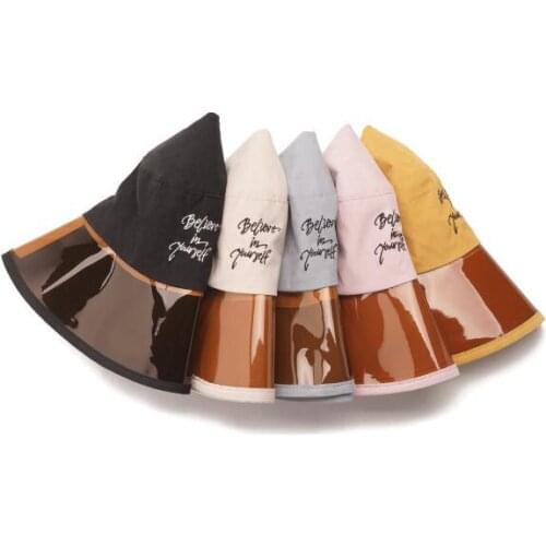 Fashion New style Bucket Hats Transparent Sunshade PVC panel Letter embroidery New style Bucket Hats women and man Bucket Hats