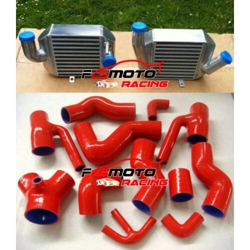 A pair FMIC Aluminum Intercooler + PIPE/Hose For Audi S4 B5 S4 RS4 Avant 97-02 & A6 4B C5 Bi-Turbo 2.7L Allroad Quattro 99-05