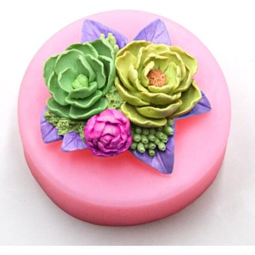 Peony flower rose flower fondant silicone mold mousse cake decoration dry pace baking mold