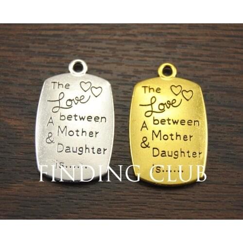 10pcs Metal Alloy "The love between a mother and daughter"Carved Charm Pendant DIY Jewelry Findings A331/332