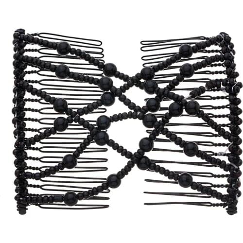 Lovef Professional Hair Comb Ladies Magic Beads Elasticity Double Bead String Clamp Stretchy Accessories Valentines Day