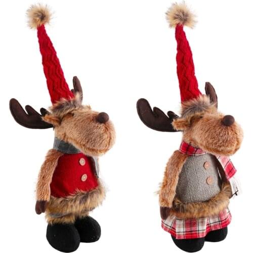 Christmas Stretch Plush Standing Elk Doll Desktop Ornament Creative Soft Cloth Decor for Home Indoor Creative Desktop