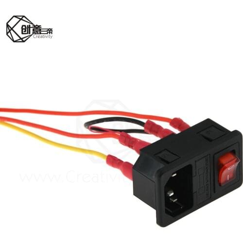 3D Printer Parts 220V/110V 6A Power Supply Switch Male Socket with Fuse for 3D Printer DIY 3D Printer Accessories