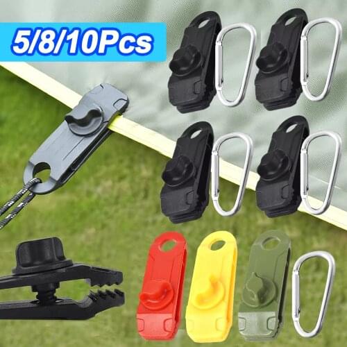 5/8/10 PCS Tarpaulin Clip Tent Canopy Clip Buckle Outdoor Wind Rope Clamps Reusable Awning Mountaineering Camping Accessories