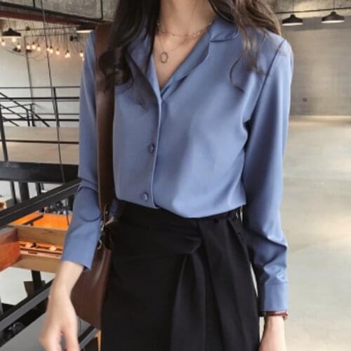 Bella Philosophy 2020 Spring Solid Women V-neck Office Lady Tops White Blouse Fall Long Sleeve Women Shirts Chiffon Blouse Tops