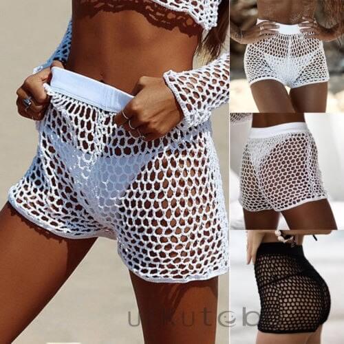 2019 Summer Women Hollow Out Lace Solid High Waist Causal Swimwear Cover Up Shorts Special Offer