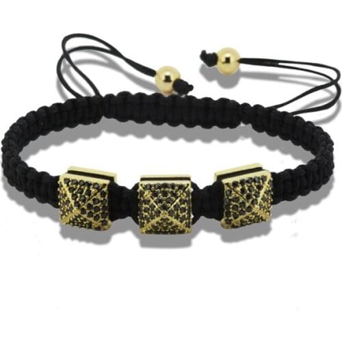 1pc Anil Arjandas Fashion Men Bracelet Gold Pyramid Connector Braiding Men Macrame Bracelet & Bangle A-0197