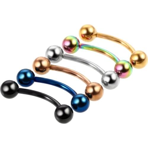 10Pcs/lot Stainless Steel Eyebrow Piercing Helix Curved Barbells Balls Eyebrow Ring Barbell Piercing Body Piercing Jewelry