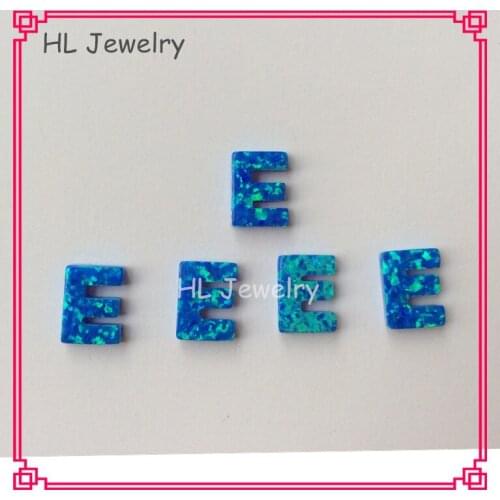 100PCS/Lot Synthetic Opal Initial Letter E Pendant 7.5*10MM Capital E Letter Pacific Blue Opal Pendant