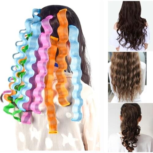 12pcs DIY Wave Hair Curler Portable Hairstyle Sticks Magic Curl Rollers 30CM Durable Curling Hair Styling Tools For Girls