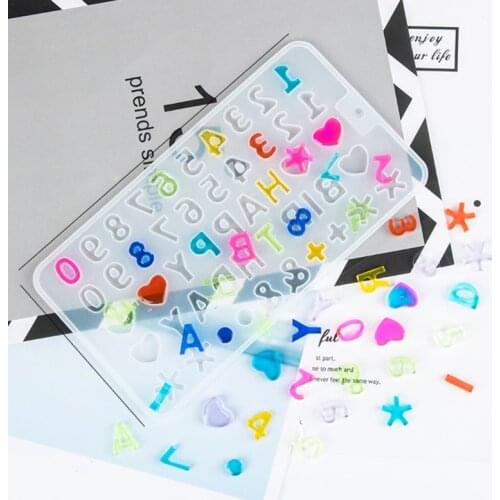 2 Pcs Alphabet Crystal Epoxy Resin Mold English Letters Number Pendant Keychain Casting Silicone Mould DIY Crafts Jewelry Making