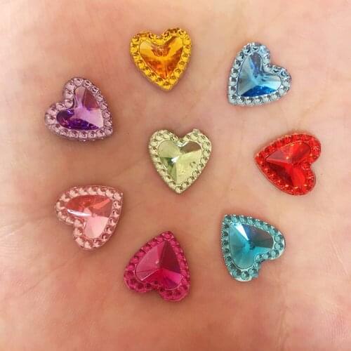 Classic DIY 200pcs 12mm Resin Heart Flatback Rhinestone Wedding Buttons Crafts DIY Resin Ornaments PR71*5
