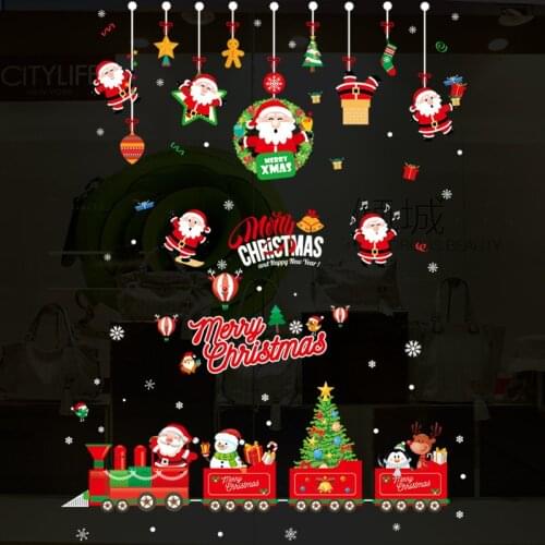 2021 Christmas snowflake Santa Claus Snowman Window Sticker Wall Sticker decals bedroom living room Decoration New Year Gift PVC