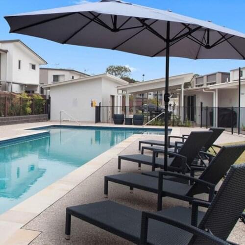 270 * 460cm Beach Garden Parasol Outdoor Pavilion Balcony Aluminum Circular Garden Paras With Crank Double Outdoor Parasol HWC