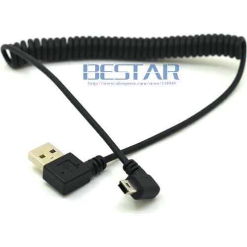 40CM to 120cm 4ft USB 2.0 Male to MINI USB 2.0 Male 90 Degree Angle Retractable Data Charging Cable for MP3 MP4 Car Camera
