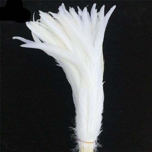 50pcs/Lot Pure White Rooster Coque Tail Feathers for Crafts Rooster Feathers Wedding Feathers Decoration Pheasant Feather Plumas