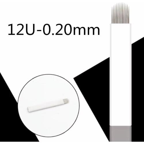 500Pcs 0.20mm 12 Pins U Shape Eyebrow Tattoo Needles Blades Makeup Needles For 3D Permanent Makeup Manual Microblading Pen