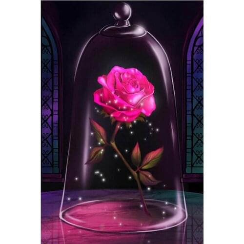 5D Diy Round Diamond Painting Disney Beauty and the Beast Diamond Embroidery Full Square Cross Stitch Home Decoration