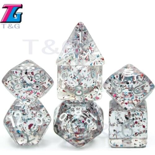 7Pcs/set Glitter Shine TRPG Game Dices For D4-D20 Multi Sides Dice T&G Assorted Games Accessory cube table dices for gaming