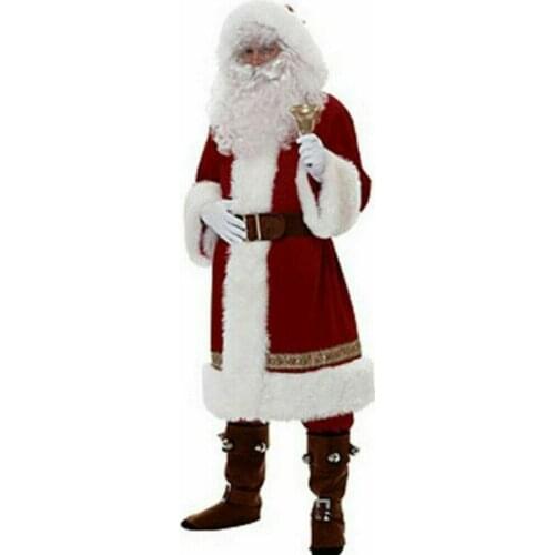 8pcs Men Christmas Santa Claus Suit Costume Cosplay Clothes Fancy Long Sleeve Christmas Suit For Adults casa de papel disfraz