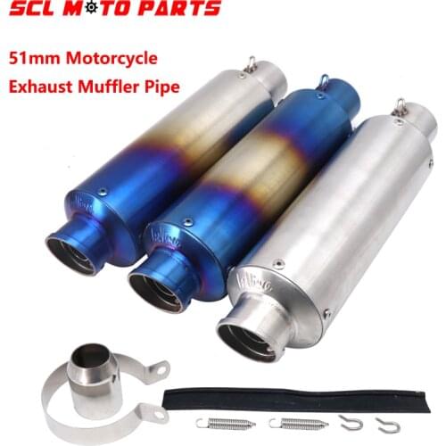 ALconstar-51mm Motorcycle Stainless Steel Pipe Exhaust Muffler Pipe With DB Killer For R3 R6 MT07 MT09 NINJA650 Z800 Z750 ZX10R