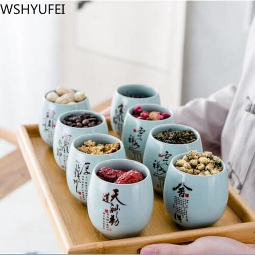Tea Jar Caddy for puer Crude Pottery Oolong tea chinese ceramic tea canister storage chest Candy jar coffee storage jar