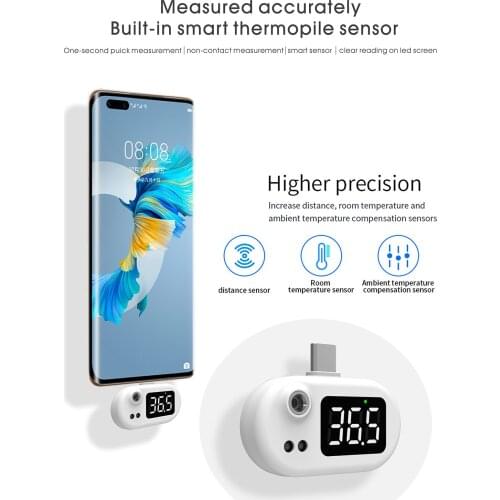 Hot Cell Phone Thermometer Non-Contact USB Forehead Thermometer K8+ DC 5V Portable thermometer Safe and hygienic Dropshipping