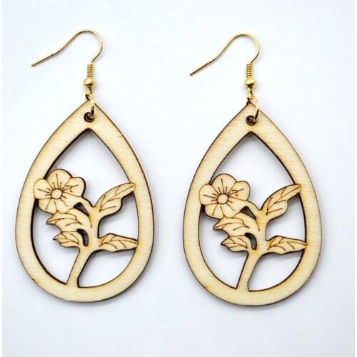 Bohemian Hollow Carved Wood Earrings Simple Chic Geometric Water Drop Earrings for Women Trendy Fashion Party Jewelry Girl Gift