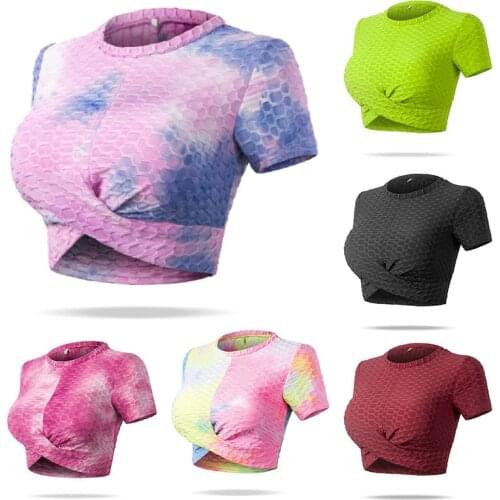 Quick-drying Running Fitness Short-sleeved Sports Slim Bra Women Fitness Gym Bra Workout Top Yoga Sports Wear Active Tank