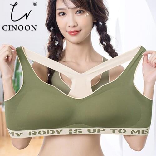 CINOON Plus Size Bra M-6XL Seamless Bras For Women Underwear BH Sexy Lace Brassiere Push Up Bralette Gathers Pad Vest Top Bra