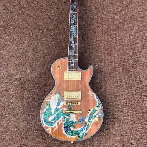 Electric Guitar Dragon Inlay Fingerboard Quilted Decaying Wood Gold Hardware Free Shipping