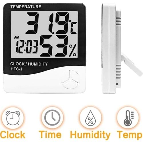 LCD Electronic Digital Temperature Humidity Meter Thermometer Hygrometer Indoor Outdoor Weather Station Clock
